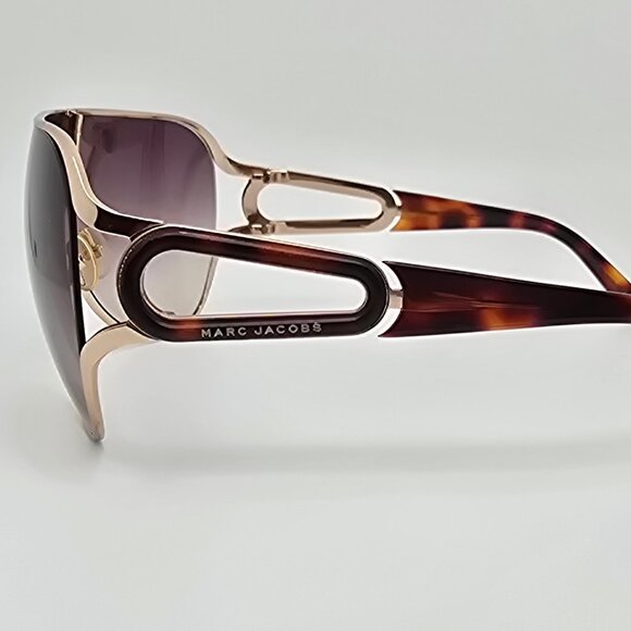 Marc Jacobs MJ106/S Gold Havana Frame Brown Gradient Lens Shield Sunglasses main image 5